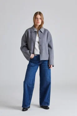 Cropped Double Jacket Gray Melange