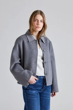 Cropped Double Jacket Gray Melange