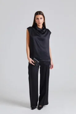 Cuff-Slit Trousers Black