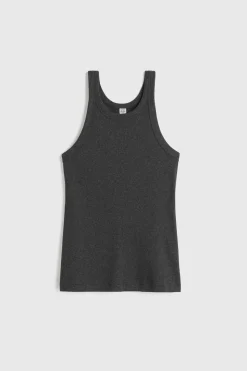 Curved Rib Tank Charcoal Melange