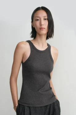 Curved Rib Tank Charcoal Melange
