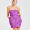 3D Flower Mini Dress Purple Cactus Flower