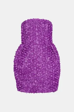 3D Flower Mini Dress Purple Cactus Flower