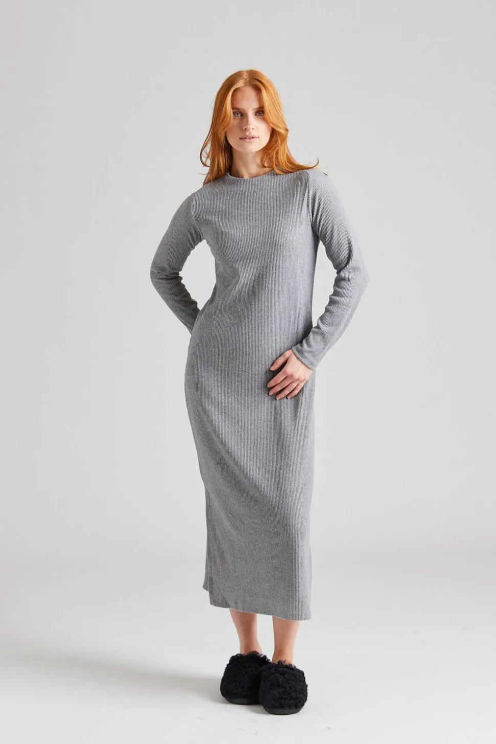 Daniela Rib Dress Dark Grey Melange