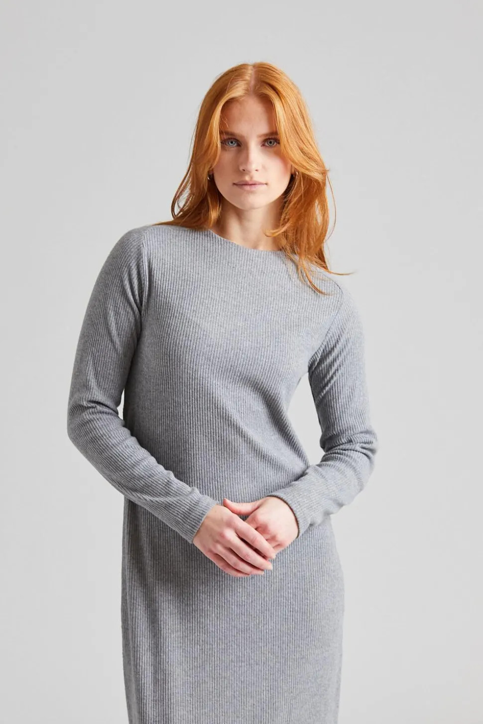 Daniela Rib Dress Dark Grey Melange