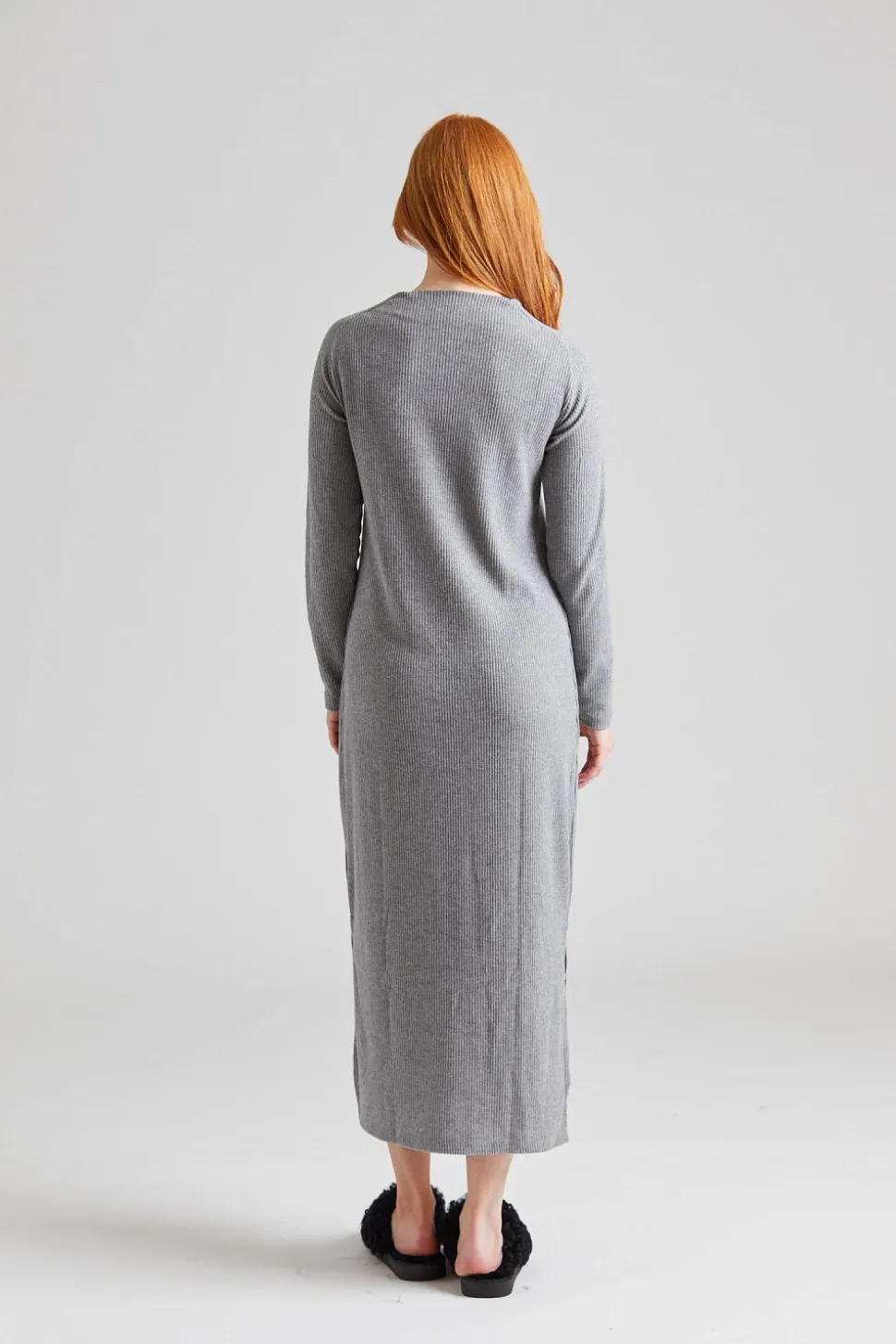 Daniela Rib Dress Dark Grey Melange