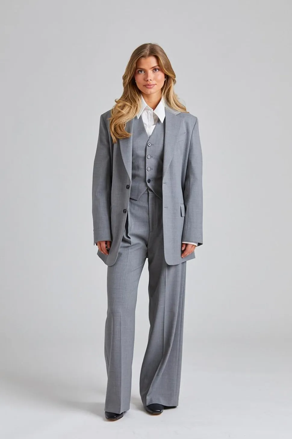 Darcey Wool Trousers Grey Melange