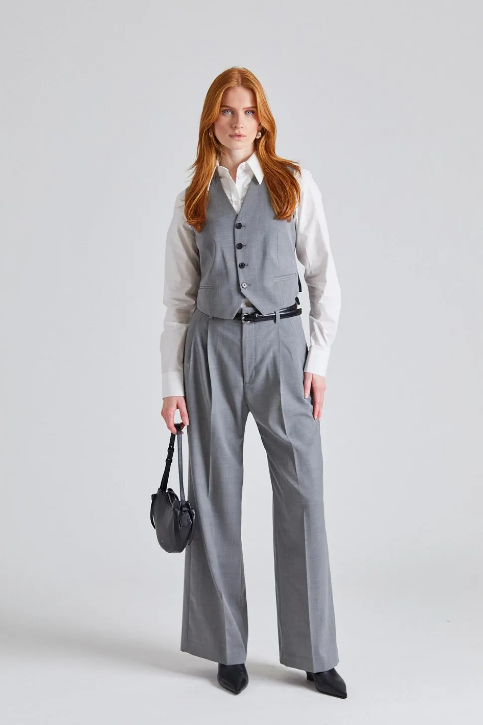 Darcey Wool Trousers Grey Melange