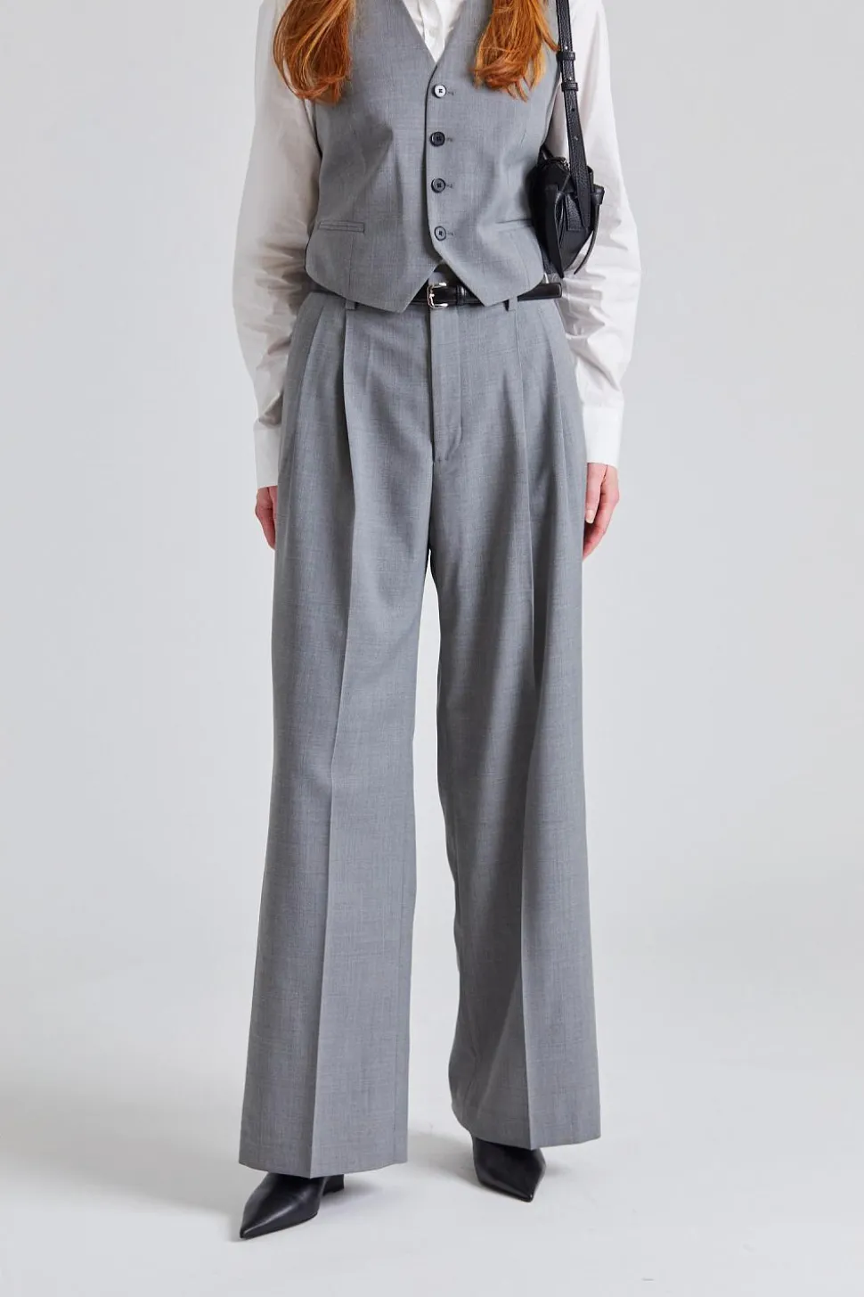 Darcey Wool Trousers Grey Melange