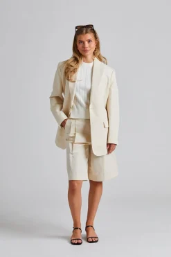 Davina Cotton Linen Blazer Cream White
