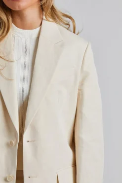 Davina Cotton Linen Blazer Cream White