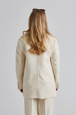 Davina Cotton Linen Blazer Cream White