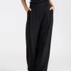 Deep Pleat Crepe Trousers Black