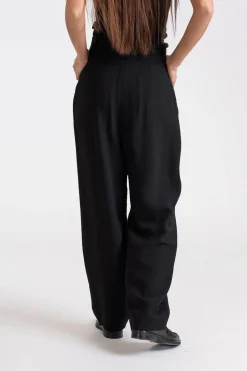 Deep Pleat Crepe Trousers Black