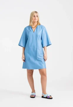 Delphine Dress Nappa Leather Sky Blue
