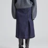 Denim Wrap Detail Skirt Dark Indigo Raw