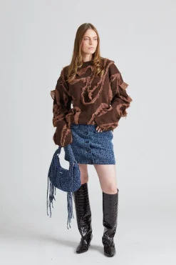 Distressed Emblem Crew Brown Mix