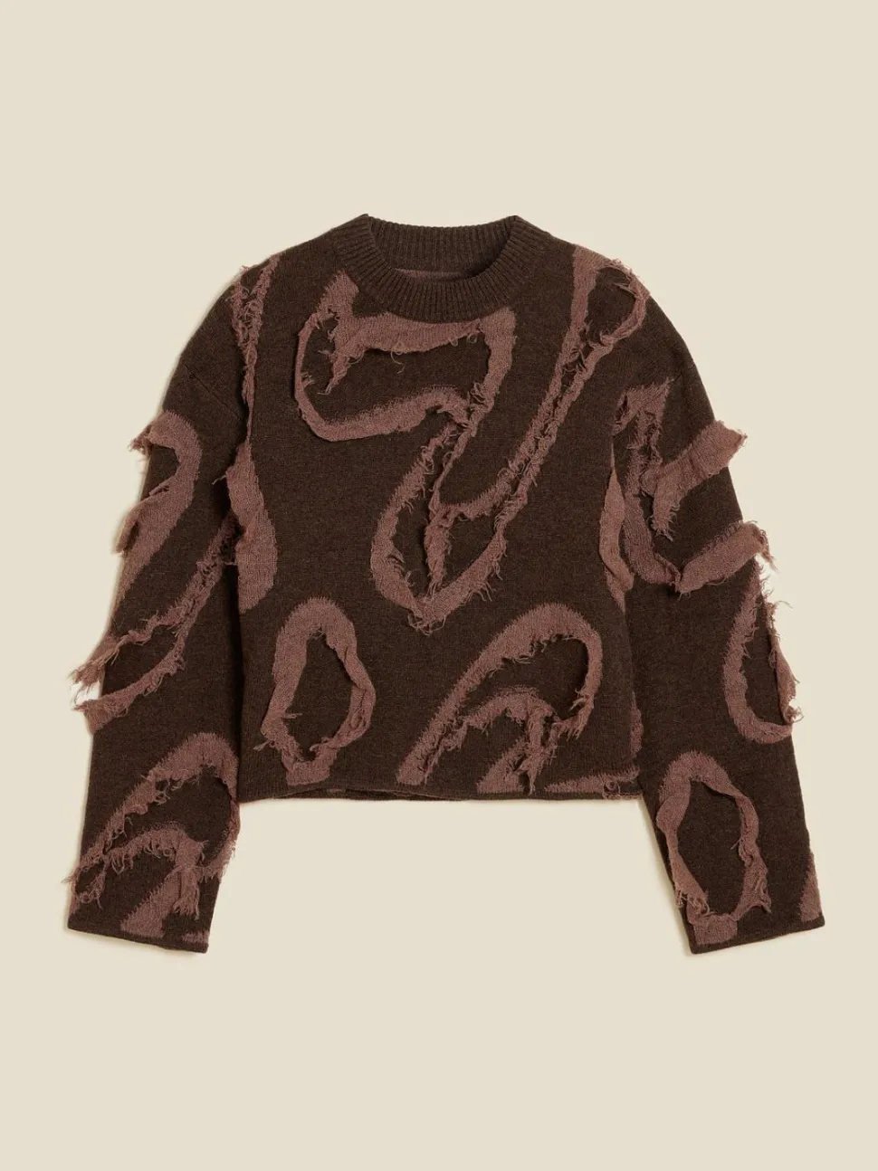 Distressed Emblem Crew Brown Mix