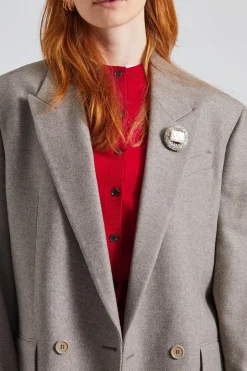 Double Breasted Flannel Blazer Driftwood