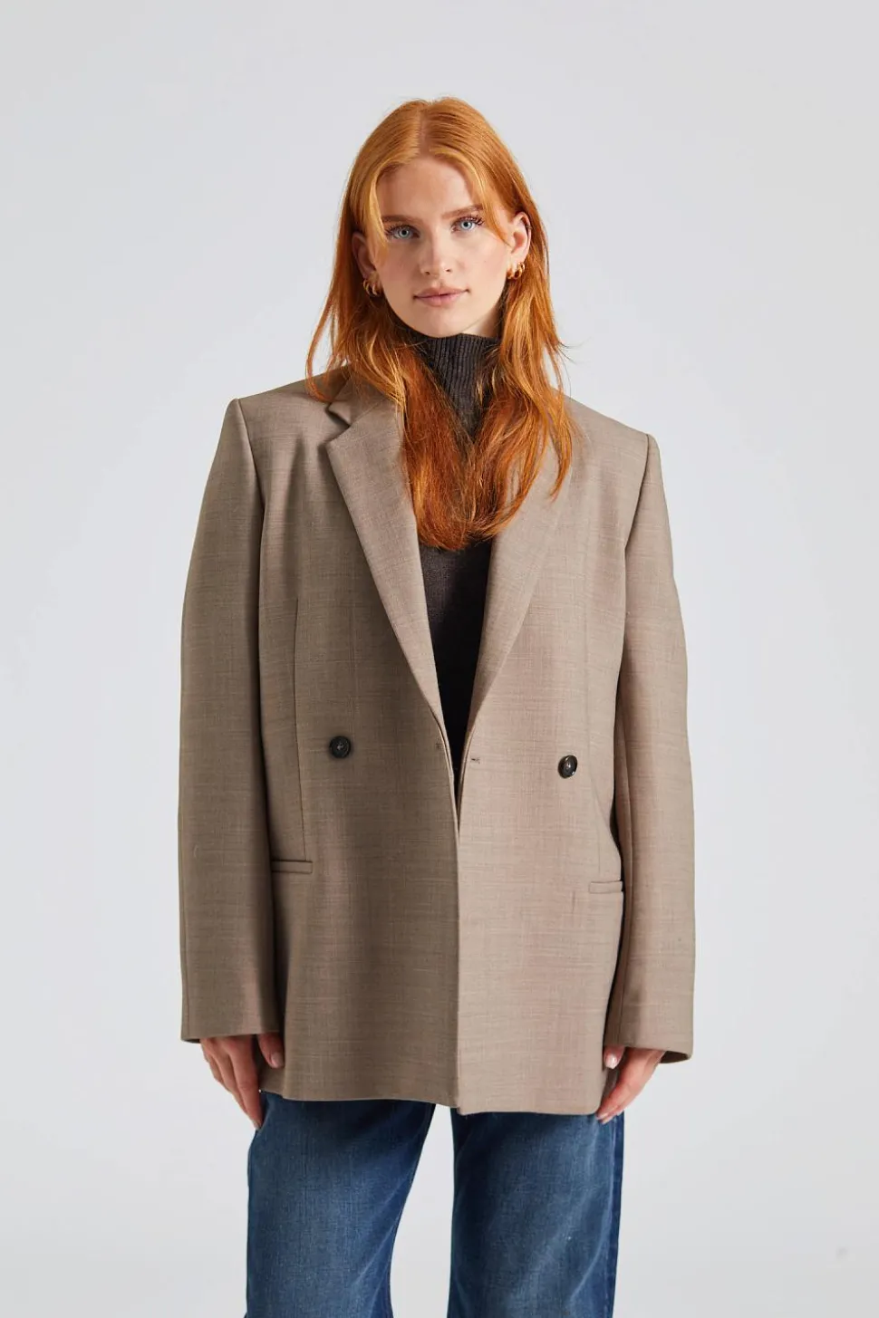 Double-Breasted Blazer Oat Melange
