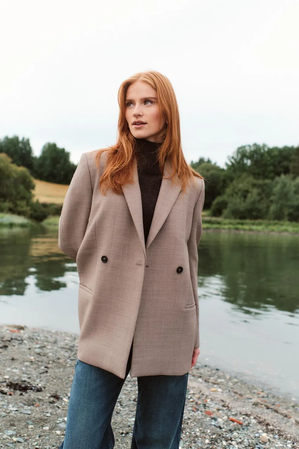 Double-Breasted Blazer Oat Melange