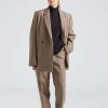 Double-Breasted Low-Waist Tailored Suit Oat Melange
