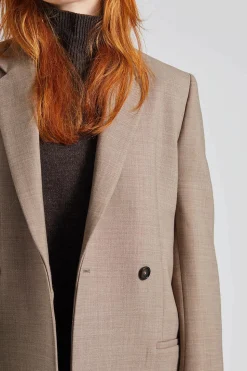 Double-Breasted Low-Waist Tailored Suit Oat Melange