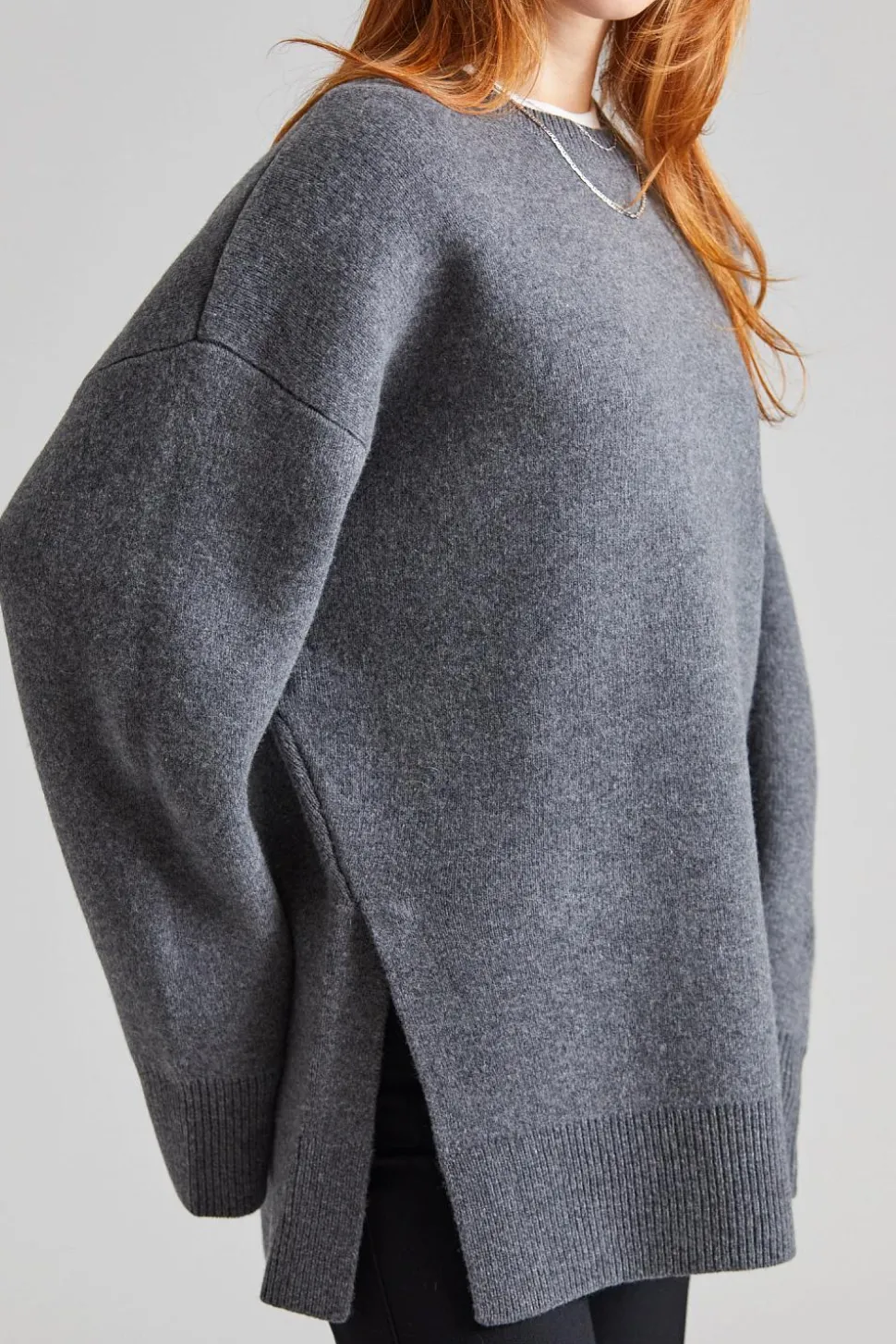 Double-knit Pullover Grey Melange