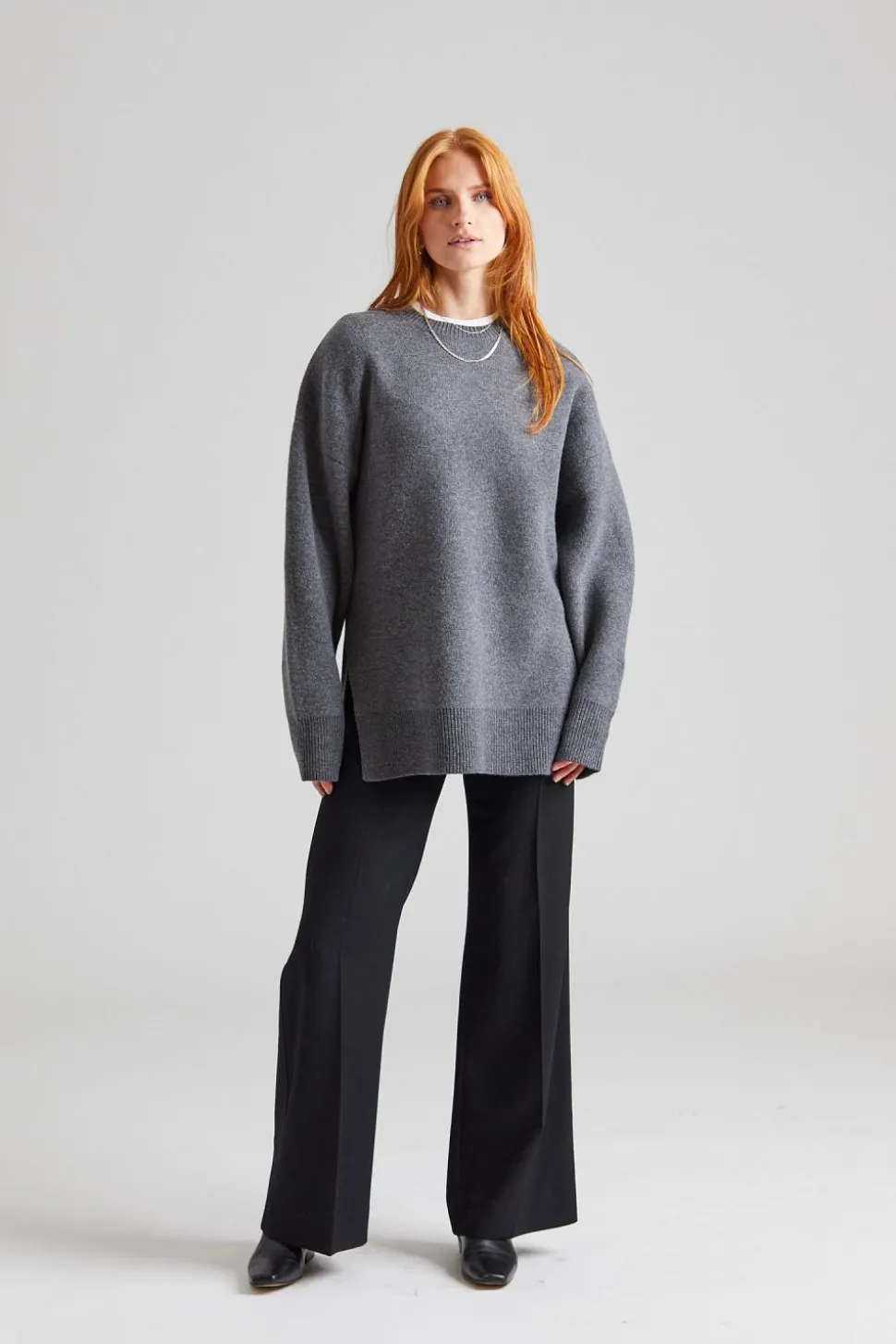 Double-knit Pullover Grey Melange