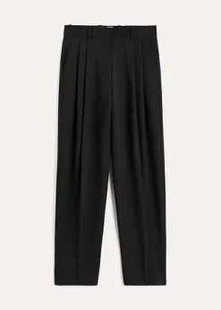 Double-Pleated Tailored Trousers Black