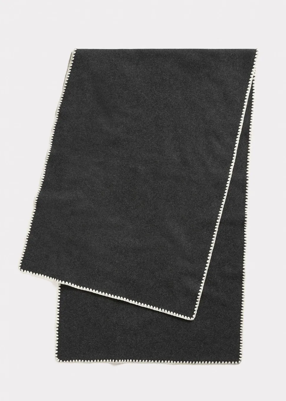 Embroidered Wool Cashmere Scarf Grey Melange