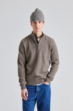 Essential Lambswool Half Zip Stone