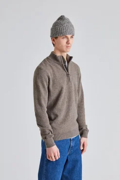 Essential Lambswool Half Zip Stone