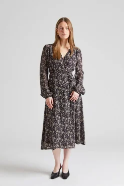 Estelle Wrap Dress Brown Wild Flower