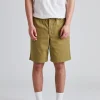 Ezra Relaxed Organic Stretch Twill Shorts Moss Green