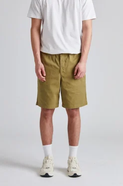 Ezra Relaxed Organic Stretch Twill Shorts Moss Green