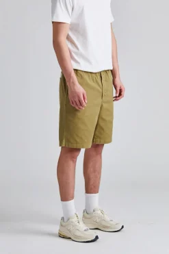 Ezra Relaxed Organic Stretch Twill Shorts Moss Green