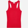 Fine Rib Scoop Tank Bright Red