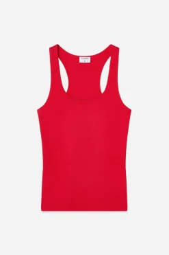 Fine Rib Scoop Tank Bright Red