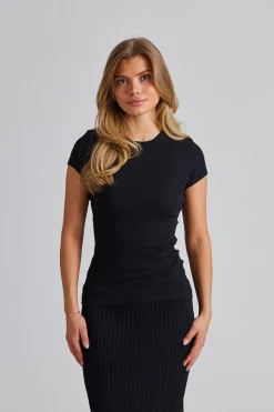 Fine Rib Tee Black