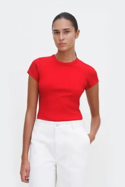 Fine Rib Tee Bright Red