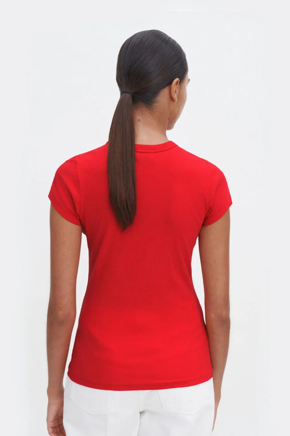 Fine Rib Tee Bright Red