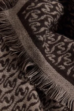 Fine Wool Scarf Monogram Brown Mix
