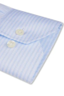 Fitted Body Blue Striped Twill