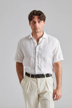 Fitted Body Short Sleeve Linen White