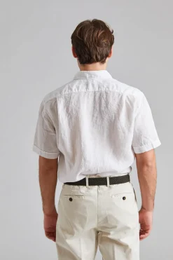 Fitted Body Short Sleeve Linen White