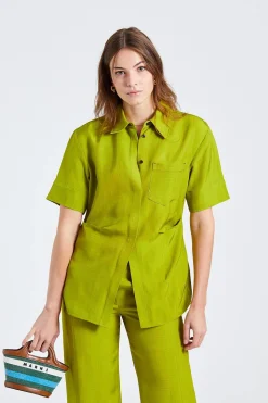 Fitted Short Sleeve Shirt Parrot Green