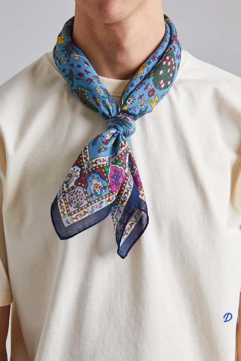 Floral Moghul Bandana Navy, Blue & Magenta
