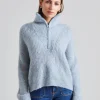 Florie Brushed Zip Knit Sky Blue