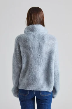 Florie Brushed Zip Knit Sky Blue